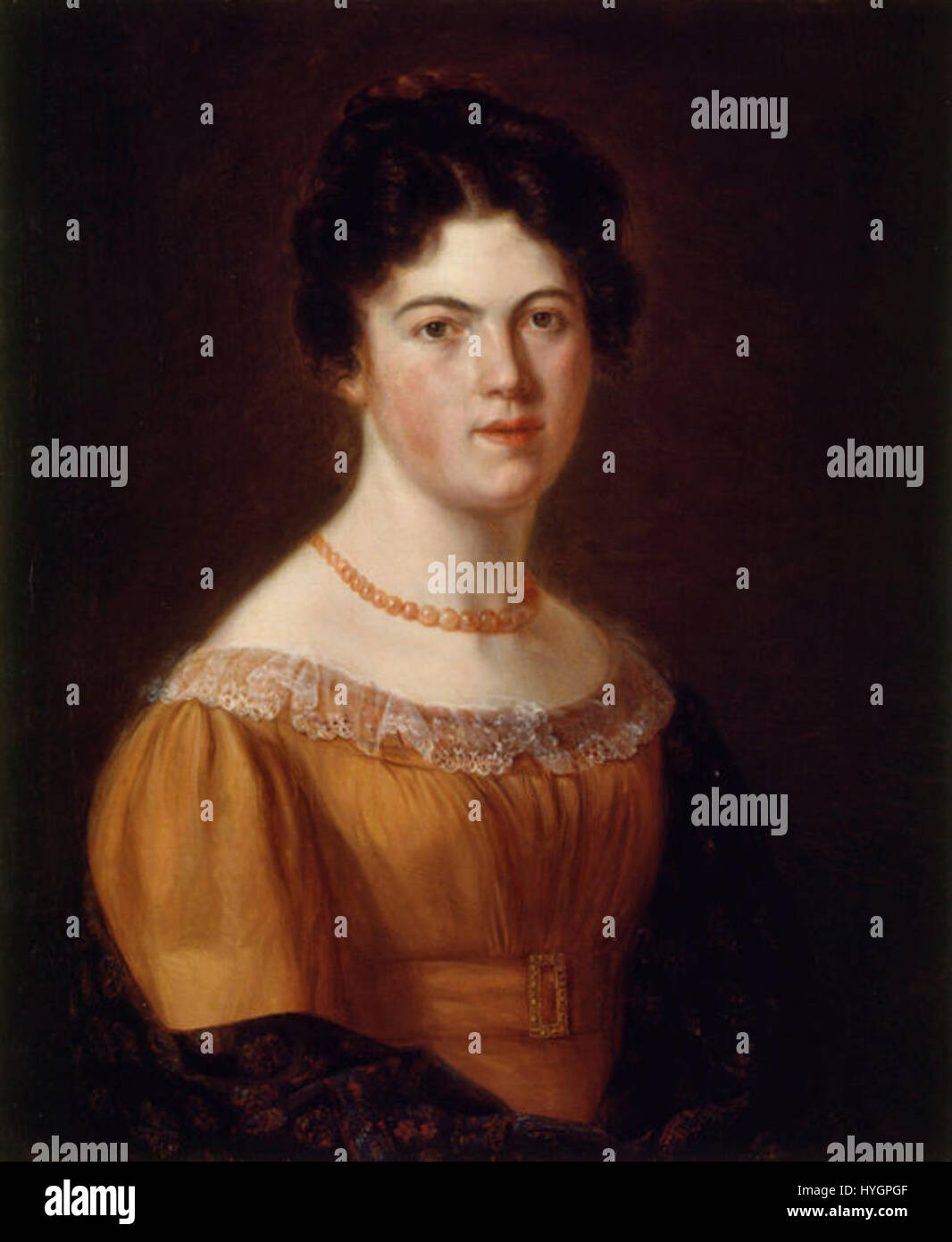 Ein Selbstporträt von Aleida Budde, das 1840 gemalt wurde und ihren künstlerischen Stil widerspiegelt und einen persönlichen Einblick in das Porträt des 19. Jahrhunderts bietet. Stockfoto