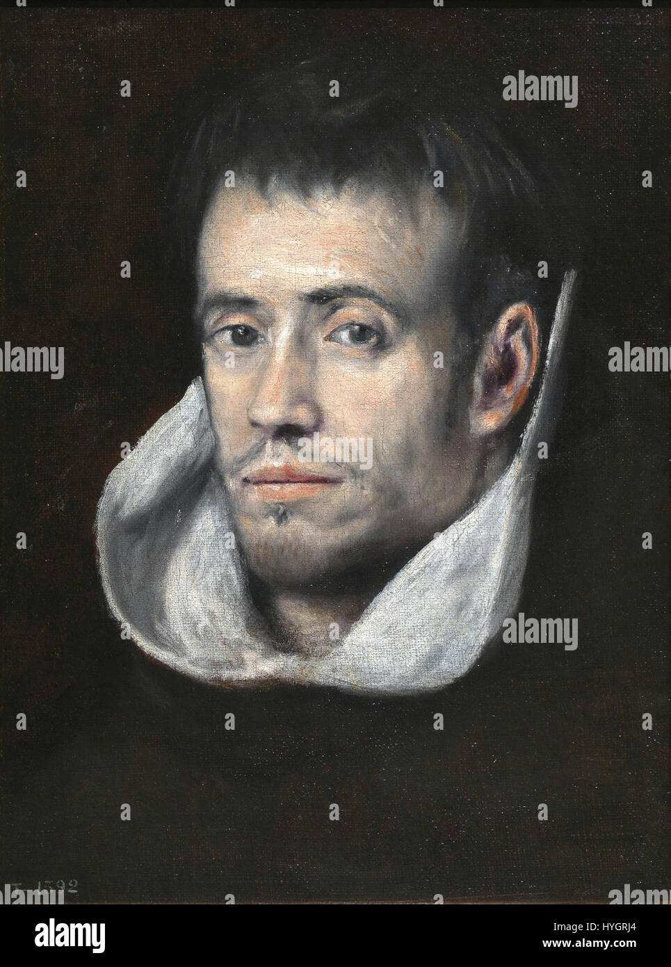 Ein Porträt eines Dominikaners oder Trinitariers, das die religiöse Kleidung und das Verhalten des katholischen Geistlichen aus dem 17. Jahrhundert veranschaulicht. Stockfoto