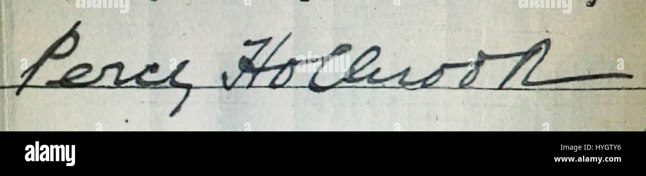 Rev Percy Holbrook war eine prominente Persönlichkeit in der religiösen Gemeinschaft. Seine Unterschrift erscheint auf verschiedenen historischen Dokumenten, die zur Kirchengeschichte beitragen und den Einfluss des Klerus aus dem 19. Jahrhundert repräsentieren. Stockfoto