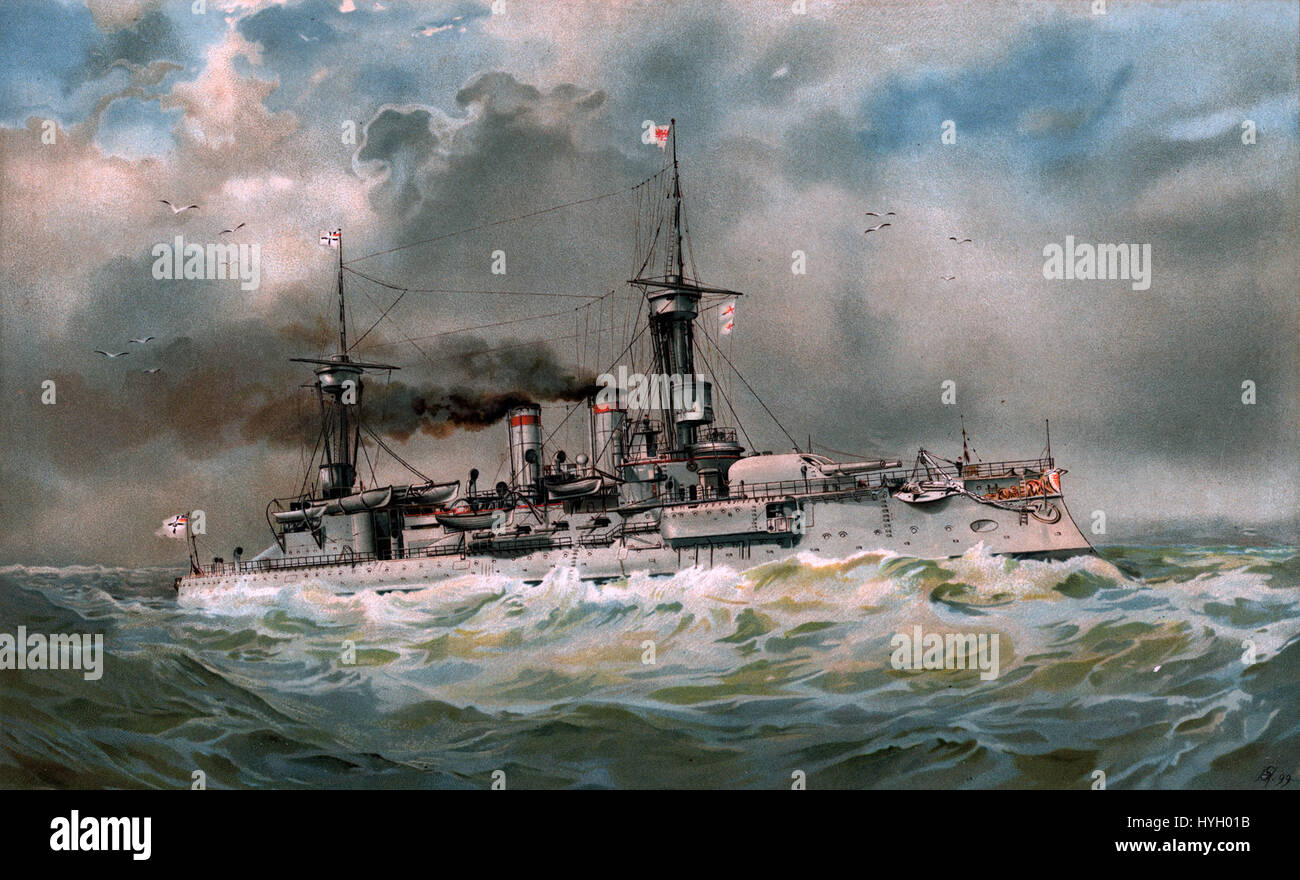 Das S.M. Linienschiff Brandenburg war ein deutsches Schlachtschiff der Kaiserlichen Marine, das Ende des 19. Jahrhunderts gestartet wurde. Als eines der ersten eisenverkleideten Kriegsschiffe markierte es eine bedeutende Entwicklung in der Seekriegsführung und den Fortschritt des militärischen Schiffbaus. Stockfoto