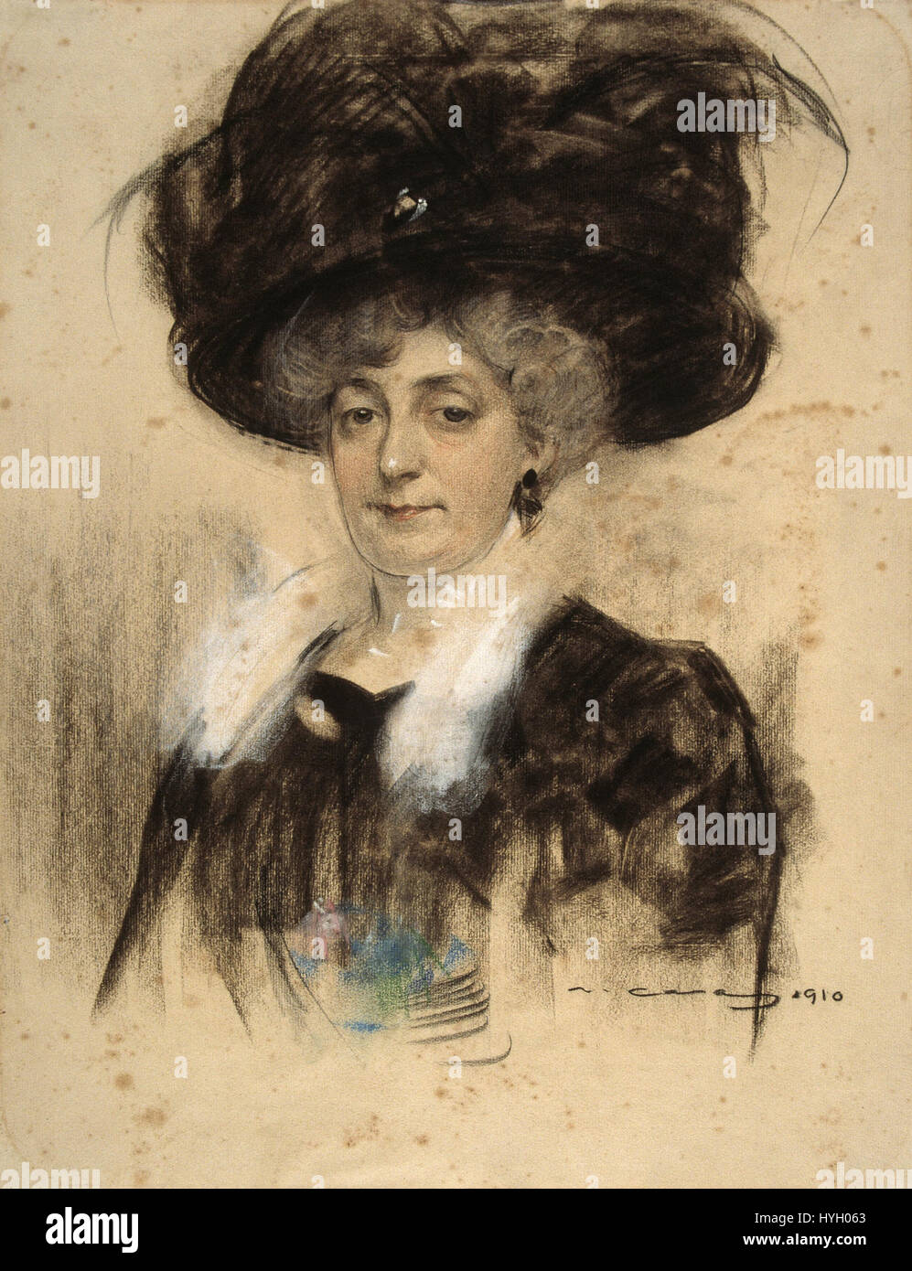 Ramon Casas' Gemälde von Pepita Teixidor fängt ein ruhiges Porträt des Themas ein und zeigt Casas' charakteristischen Stil und Technik in der spanischen Kunst des 19. Jahrhunderts. Stockfoto