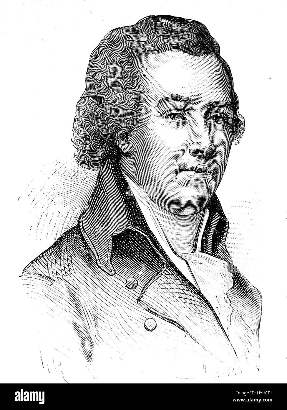 William Pitt der Jüngere (1759–1806) war Premierminister von Großbritannien und war eine prominente Persönlichkeit in der britischen Politik während des späten 18. Und frühen 19. Jahrhunderts. Seine Führung während der Napoleonischen Kriege und seine Finanzreformen sind von zentraler Bedeutung für sein Vermächtnis. Stockfoto