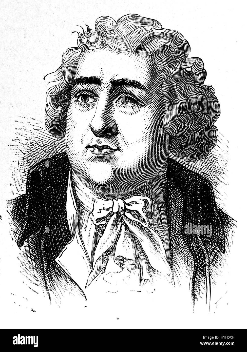 C.J. Fox, geboren 1749, war ein bedeutender britischer Politiker. Dieser Eintrag bezieht sich wahrscheinlich auf eine historische Aufzeichnung oder Publikation, die sich auf Fox's Leben und politische Karriere im späten 18. Jahrhundert bezieht. Stockfoto