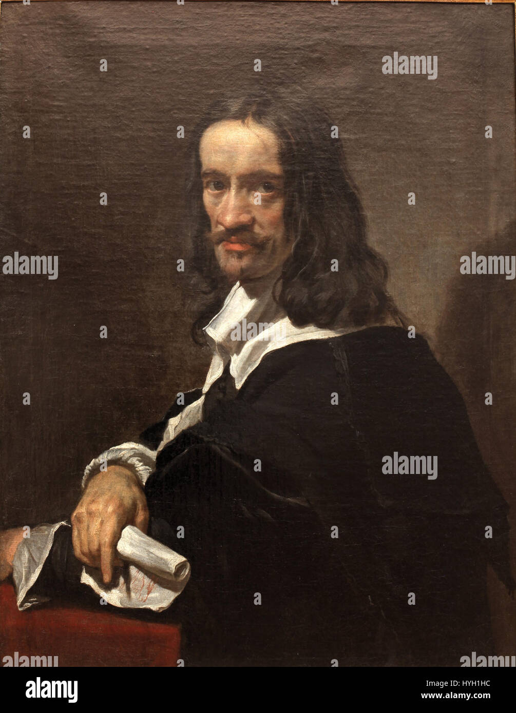 Das Selbstporträt von Jacques Stella, das im MBA Lyon untergebracht ist, zeigt das eigene Bild des Künstlers mit Liebe zum Detail und expressivem Realismus. Stellas Werk spiegelt die Merkmale französischer Porträts des 17. Jahrhunderts wider. Stockfoto