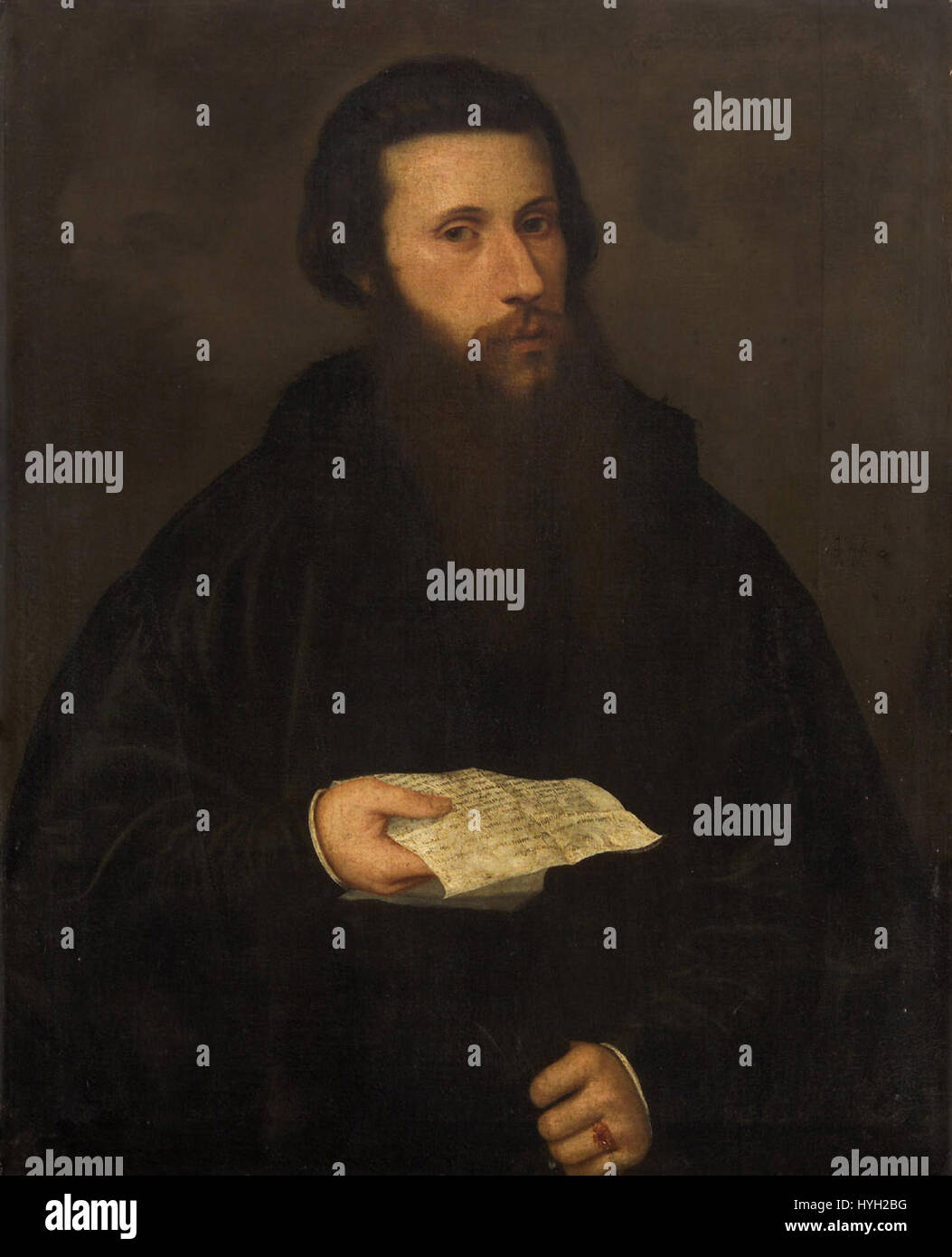 Giovanni Pietro Silvio Porträt eines Mannes mit einem Brief GG 1537 Stockfoto