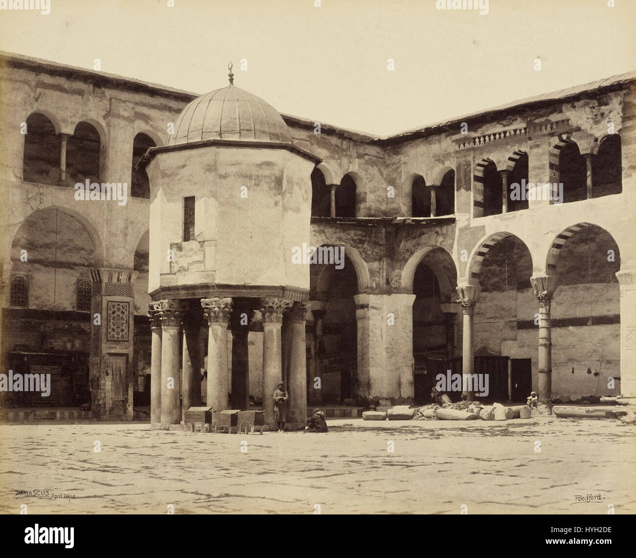 Große Moschee Damaskus, Brunnen, Francis Bedford 1862 Stockfoto