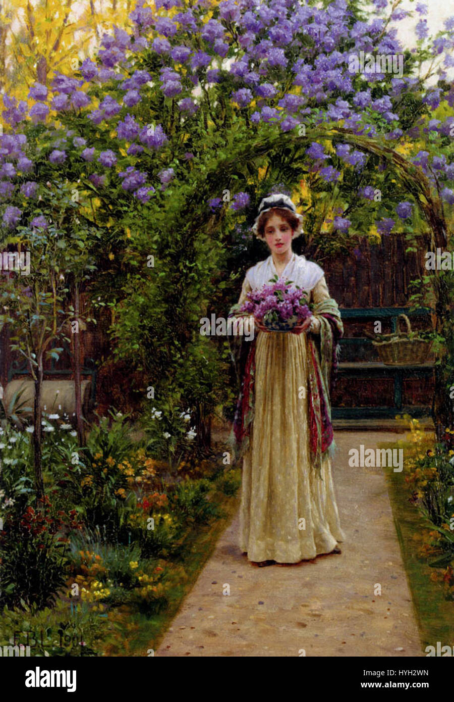 Leighton Lilac, gemalt 1901, ist ein bemerkenswertes Kunstwerk des Künstlers Frederick Leighton. Bekannt für seinen unverwechselbaren Stil, ist dieses Gemälde Teil der britischen künstlerischen Tradition der Jahrhundertwende. Das Stück zeigt Themen der Schönheit und Natur, die in Leightons Werken üblich sind, und zeigt seine Meisterschaft in der Darstellung von Licht und Form. Stockfoto