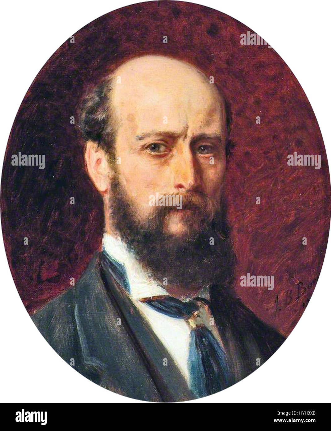 Dieses vom Künstler selbst geschaffene Porträt des Künstlers John Bagnold Burgess fängt den besonderen Stil und die Techniken ein, die seine Werke im 19. Jahrhundert kennzeichneten. Bekannt für seine Landschaften und Darstellungen von Naturszenen, verwendete Burgess lebendige Farben und dynamische Kompositionen in seinem Selbstporträt. Stockfoto