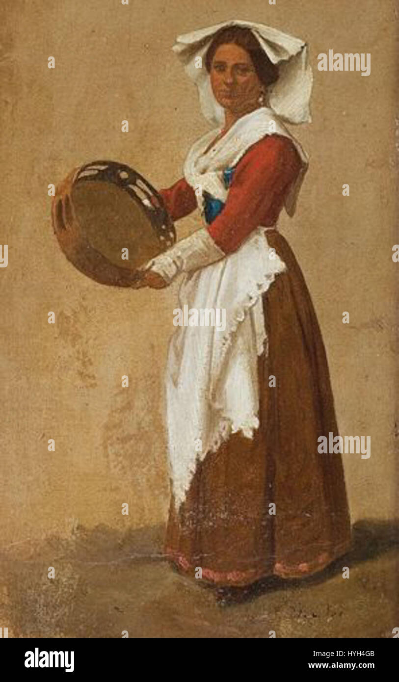 Victor Meirelles' 'Estudo de traje italiano 20' ist eine Studie der italienischen Mode, die die Eleganz und Details italienischer Kleidung des 19. Jahrhunderts mit Schwerpunkt auf Textur und Stil einfängt. Stockfoto