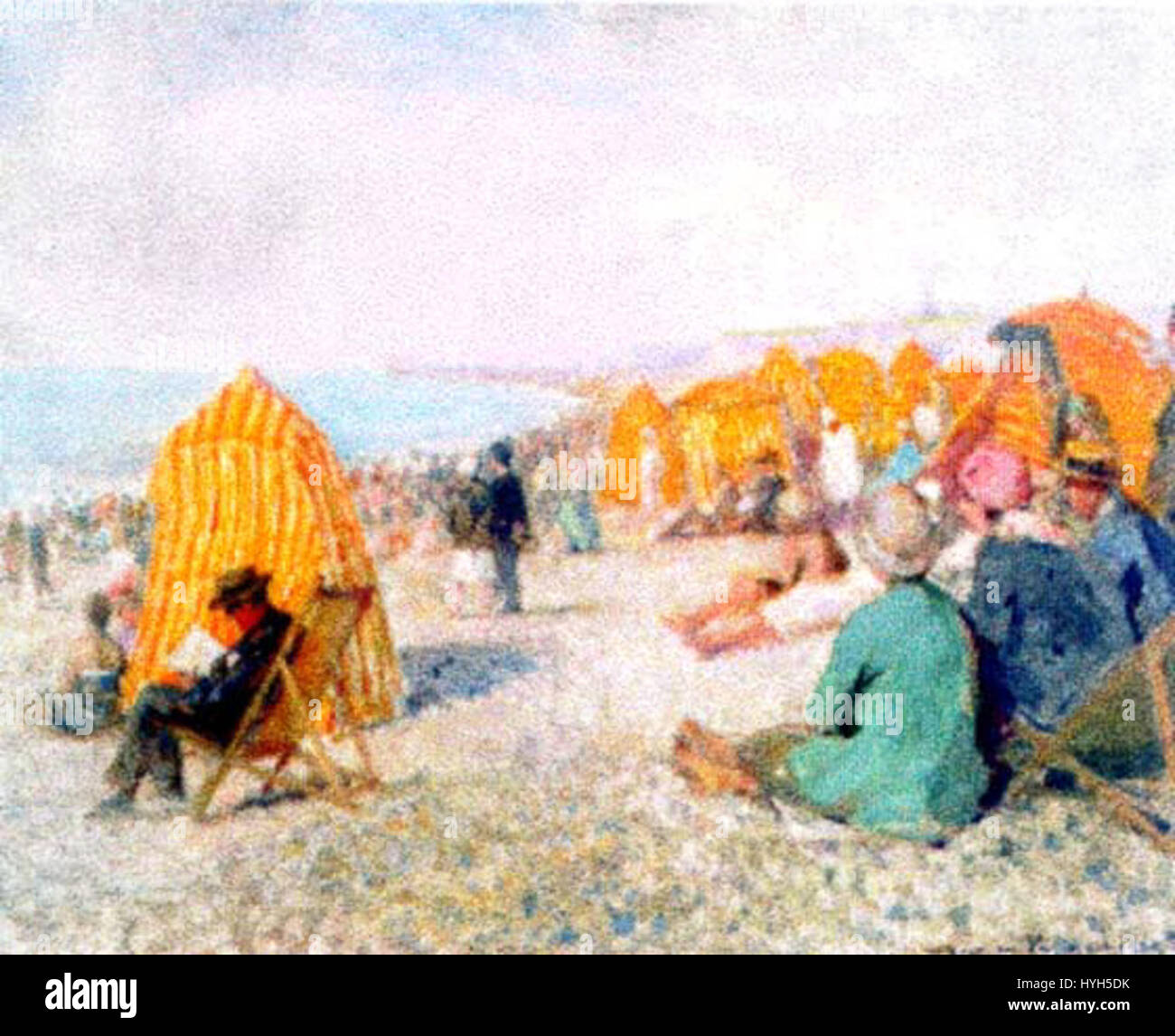Dieses Gemälde von Nicolae Vermont mit dem Titel „Plaja (la Dieppe)“ zeigt einen Blick auf das Meer und zeigt die Ruhe des Strandes in Dieppe, Frankreich, ein gemeinsames Thema der impressionistischen und post-impressionistischen Kunst. Stockfoto