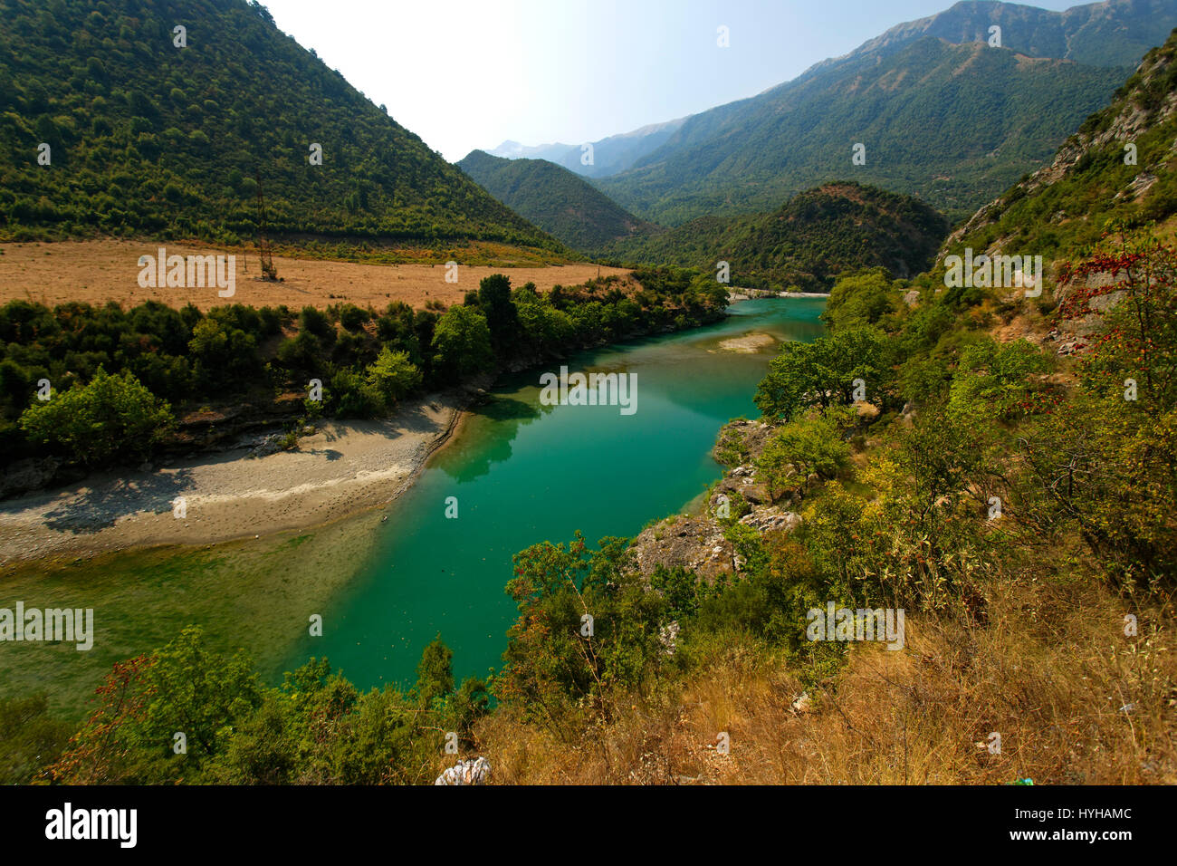Vjosa Fluss in Albanien Stockfoto