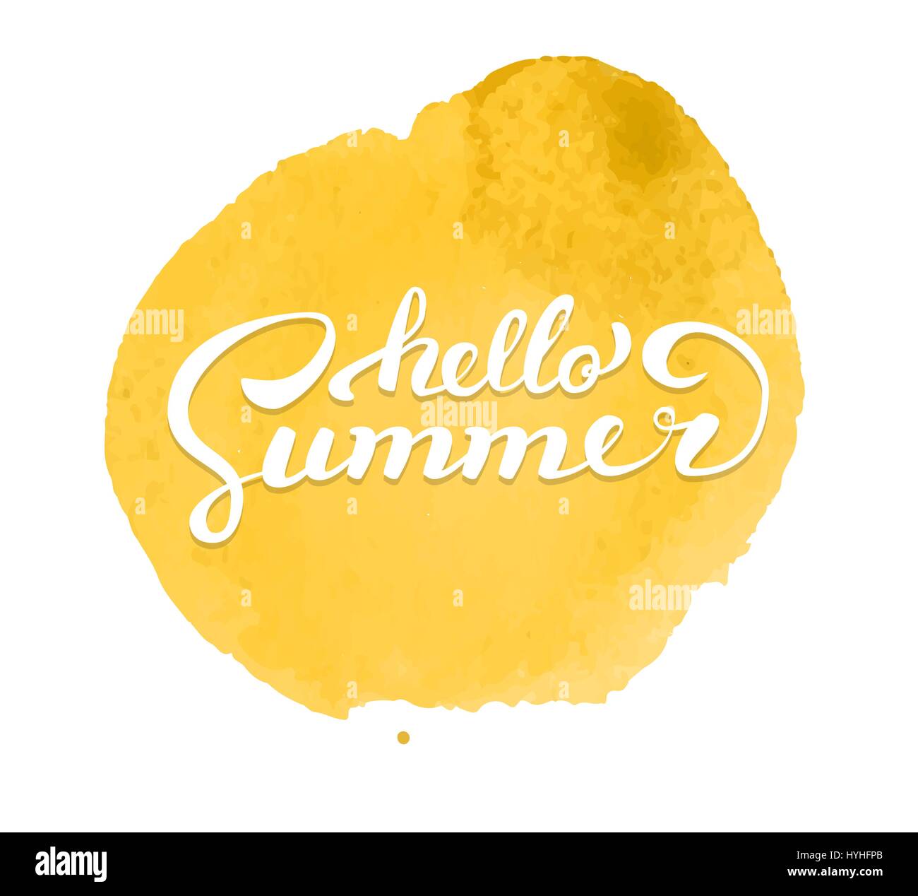 Hallo Sommer. Bürsten Sie handgeschriebene Schrift auf Aquarell füllen. Vektor-Illustration. moderne Kalligraphie Stock Vektor