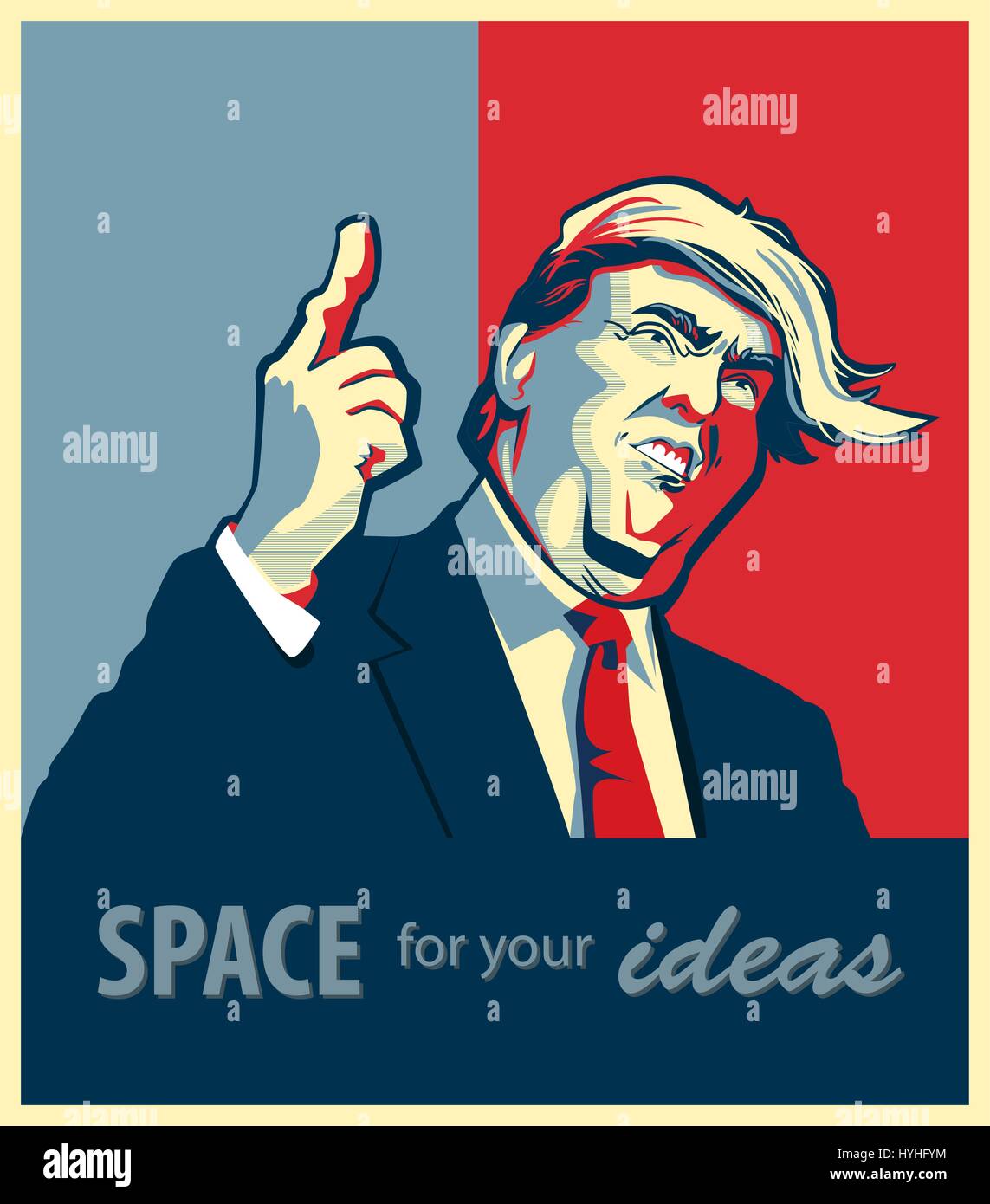 Cartoon-Porträt von Donald Trump eine Rede. Stock Vektor