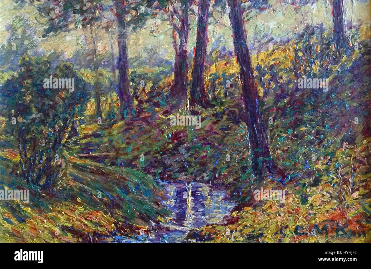 Charles C. McKims „New England Homestead Seasonal Series“ fängt die wechselnden Jahreszeiten in einer ländlichen Landschaft New Englands ein. Diese Serie, insbesondere die erste von vier, veranschaulicht die Verbindung des Gehöfts mit der Umwelt und die zyklische Natur des ländlichen Lebens während des ganzen Jahres. Stockfoto