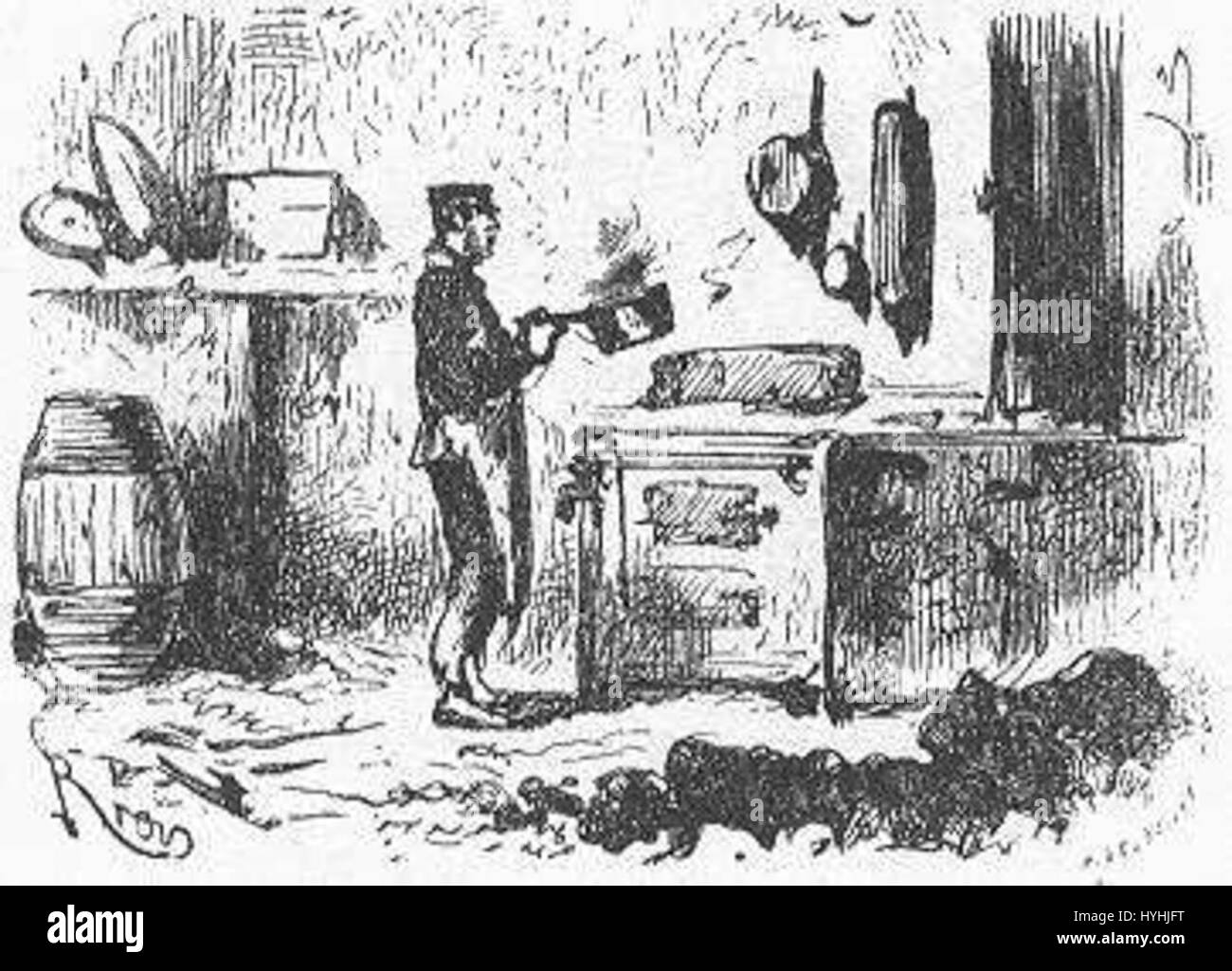 „The Field of Ice“ von Riou und Montaut zeigt eine dramatische gefrorene Landschaft, die die Fähigkeit der Künstler zeigt, die rauen, aber schönen Aspekte des eisbedeckten Geländes einzufangen. Stockfoto