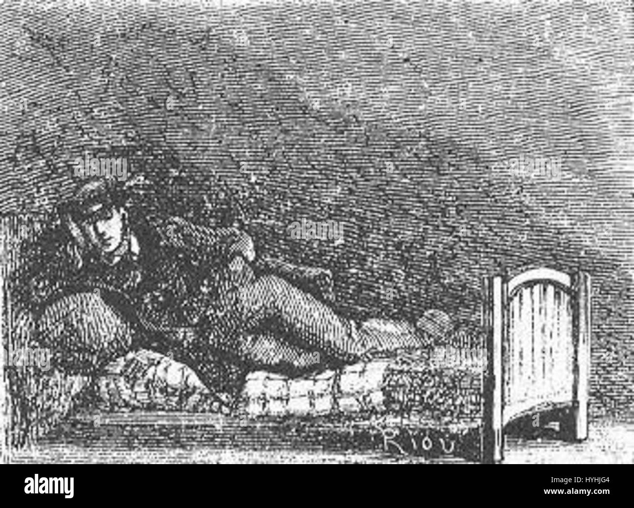 „The Field of Ice“ von Riou und Montaut zeigt eine schroffe, gefrorene Landschaft, in der die intensive Kälte durch detaillierte künstlerische Techniken festgehalten wird und die Härte und Schönheit der Natur in einer gefrorenen Umgebung zeigt. Stockfoto