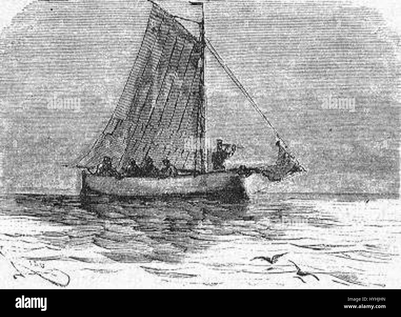 „The Field of Ice“ von Riou und Montaut ist eine Darstellung einer eisigen Landschaft, die die kalte und raue Schönheit gefrorener Terrains einfängt. Das Kunstwerk betont den starken Kontrast zwischen der Reinheit des Schnees und der Wüste der Umgebung und schafft eine dramatische und reflektierende Szene. Stockfoto