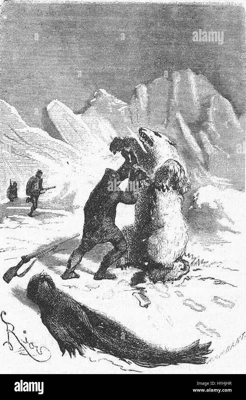 „The Field of Ice“ ist ein Werk von Riou und Montaut, das eine dramatische und krasse Winterlandschaft darstellt. Das Stück betont die Kraft der Natur und die Härte der Umwelt und fängt die Emotionen des Überlebens und der Ausdauer unter solch extremen Bedingungen ein. Stockfoto