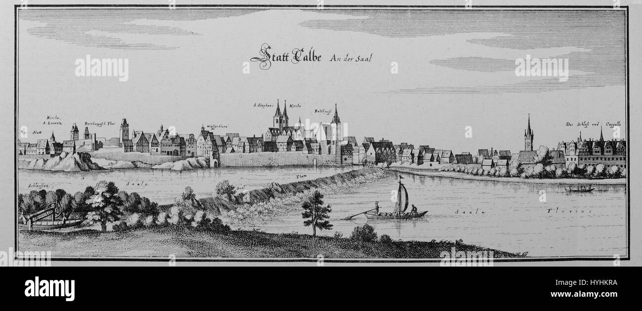 Calbe, in der Merian-Region gelegen, ist eine Stadt mit einer reichen Industriegeschichte. Es wurde bekannt für seine Produktion von Chemikalien und Arzneimitteln, die während der industriellen Revolution zum Wirtschaftswachstum der Region beitrugen. Die Stadt spielt weiterhin eine Rolle in der deutschen chemischen Industrie. Stockfoto