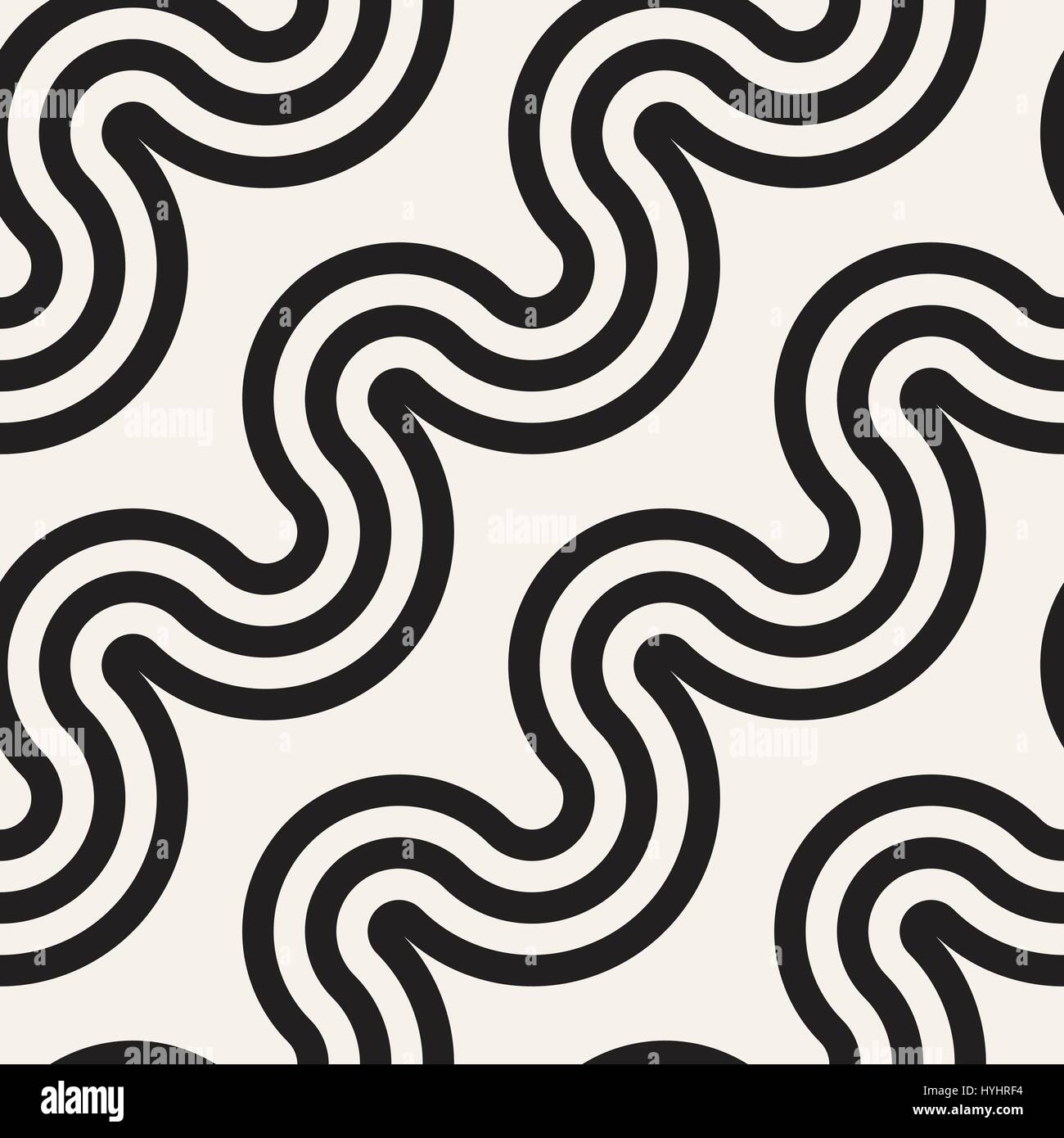 Nahtlose Wellenlinien Muster. Wiederholende Vektor Textur. Stilvolle Streifen Hintergrund. Zeitgenössische Grafik mit parallelen Wellen. Stock Vektor