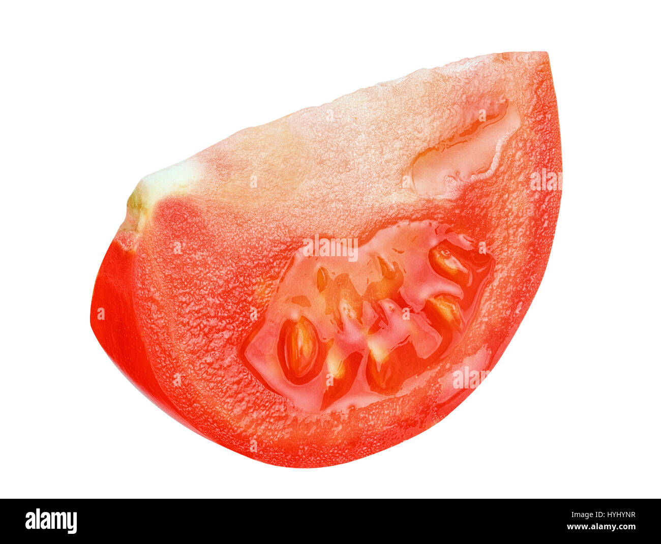 Isoliert mit Beschneidungspfad Tomaten in Scheiben schneiden Stockfoto