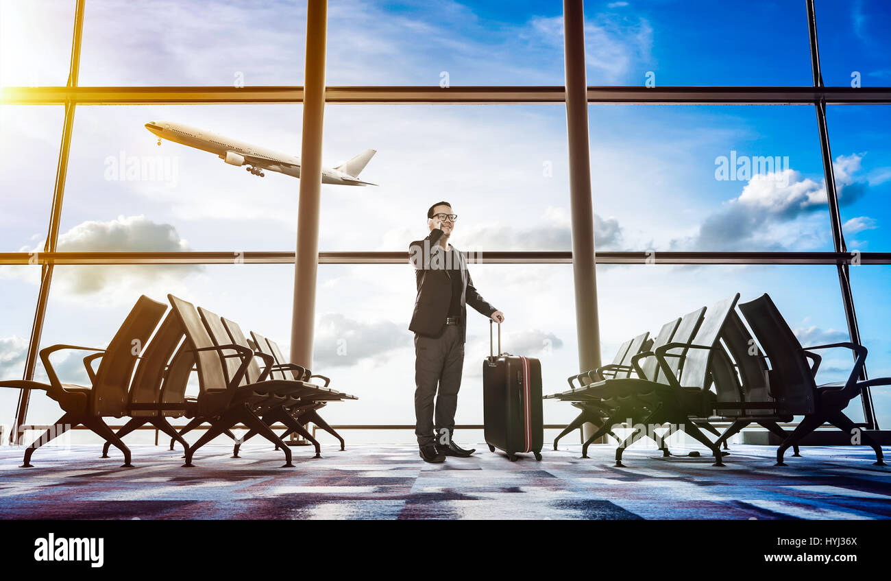 Wartezeiten am Flughafen Stockfoto