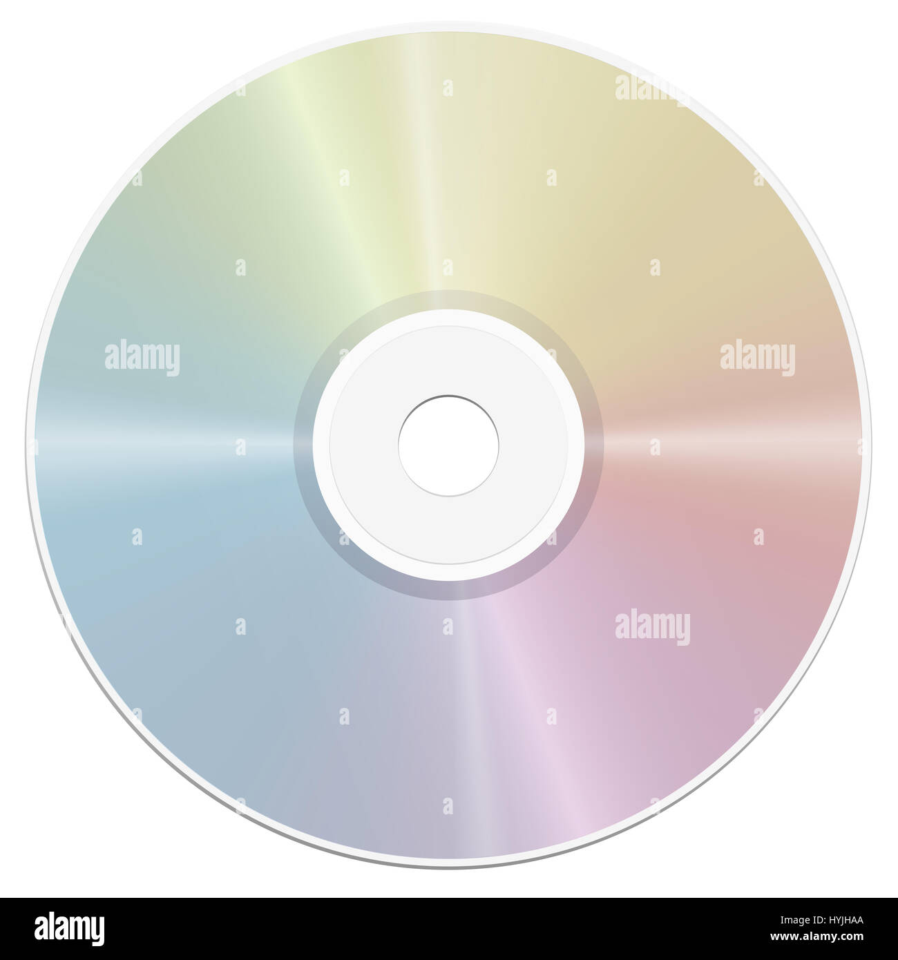 Compact Disc - isoliert Regenbogen Farbverlauf Oberfläche Reflexion-realistische Abbildung auf weißem Hintergrund. Stockfoto