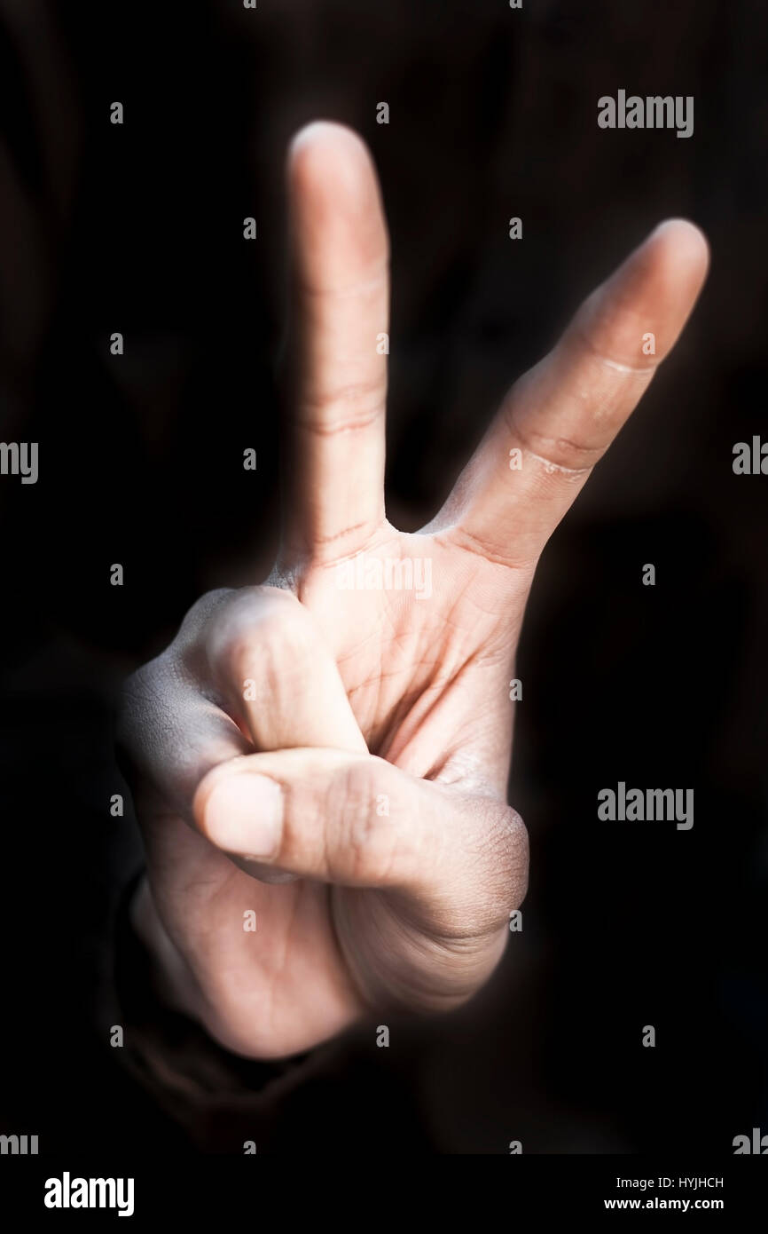 American Sign Language (ASL) ist die vorherrschende Gebärdensprache der Gehörlosen Gemeinschaften in den Vereinigten Staaten und den meisten anglophonen Kanada. Stockfoto