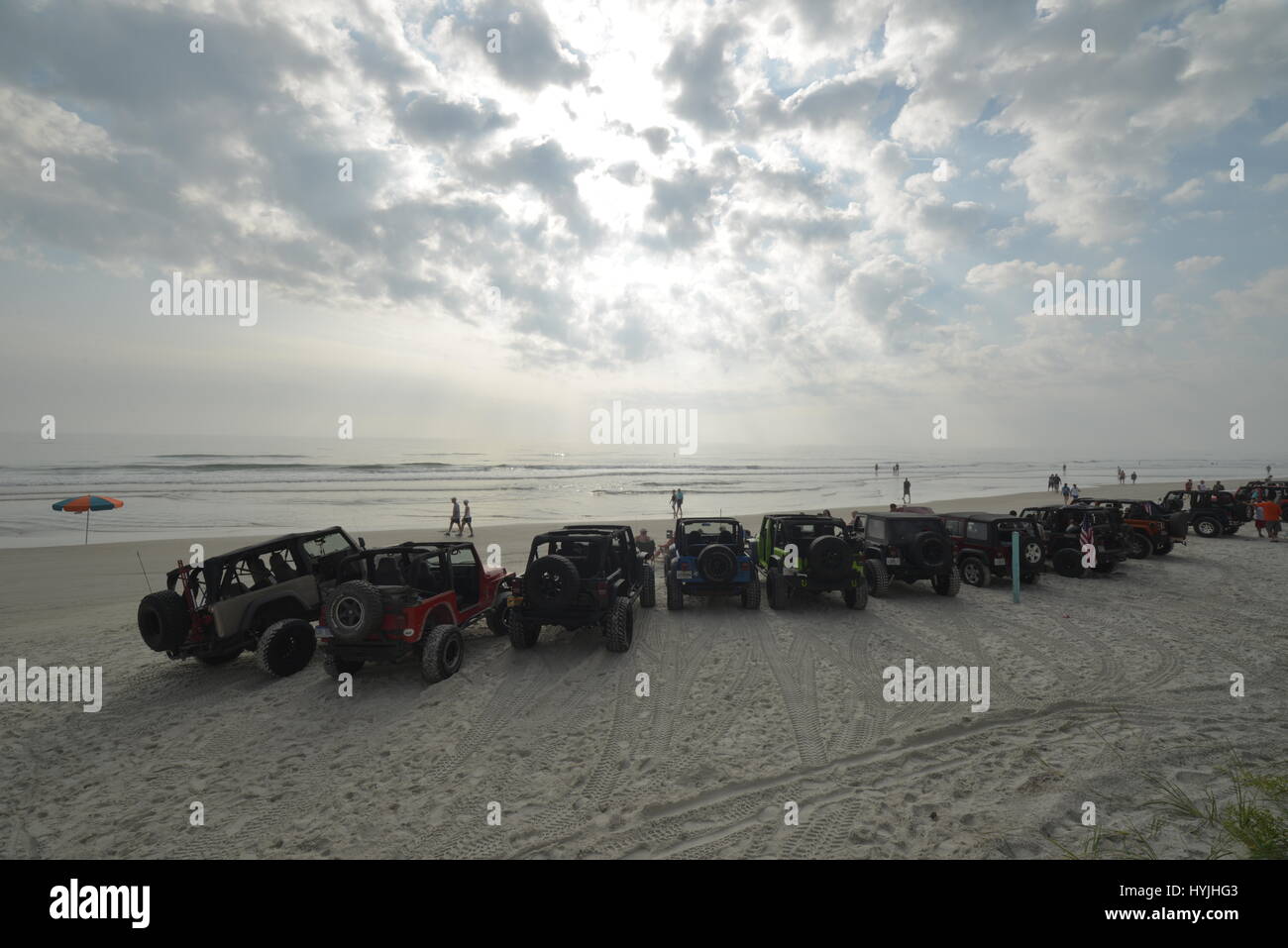 Jeeps am Strand Stockfoto