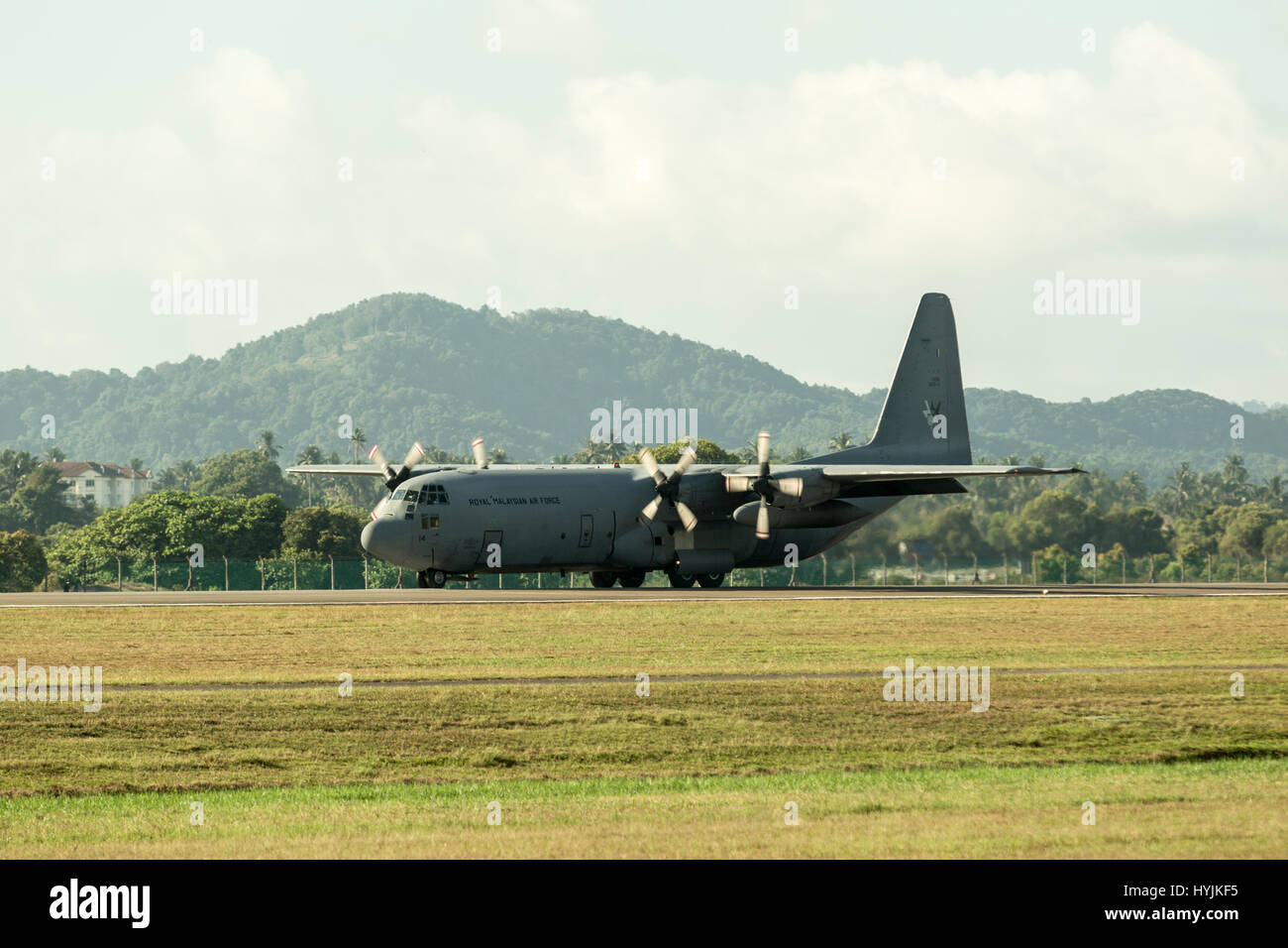 Ein Airbus A400M Atlas landet auf Langkawi International Maritime und Luft-und Raumfahrt (LIMA) Ausstellung 2017 Stockfoto