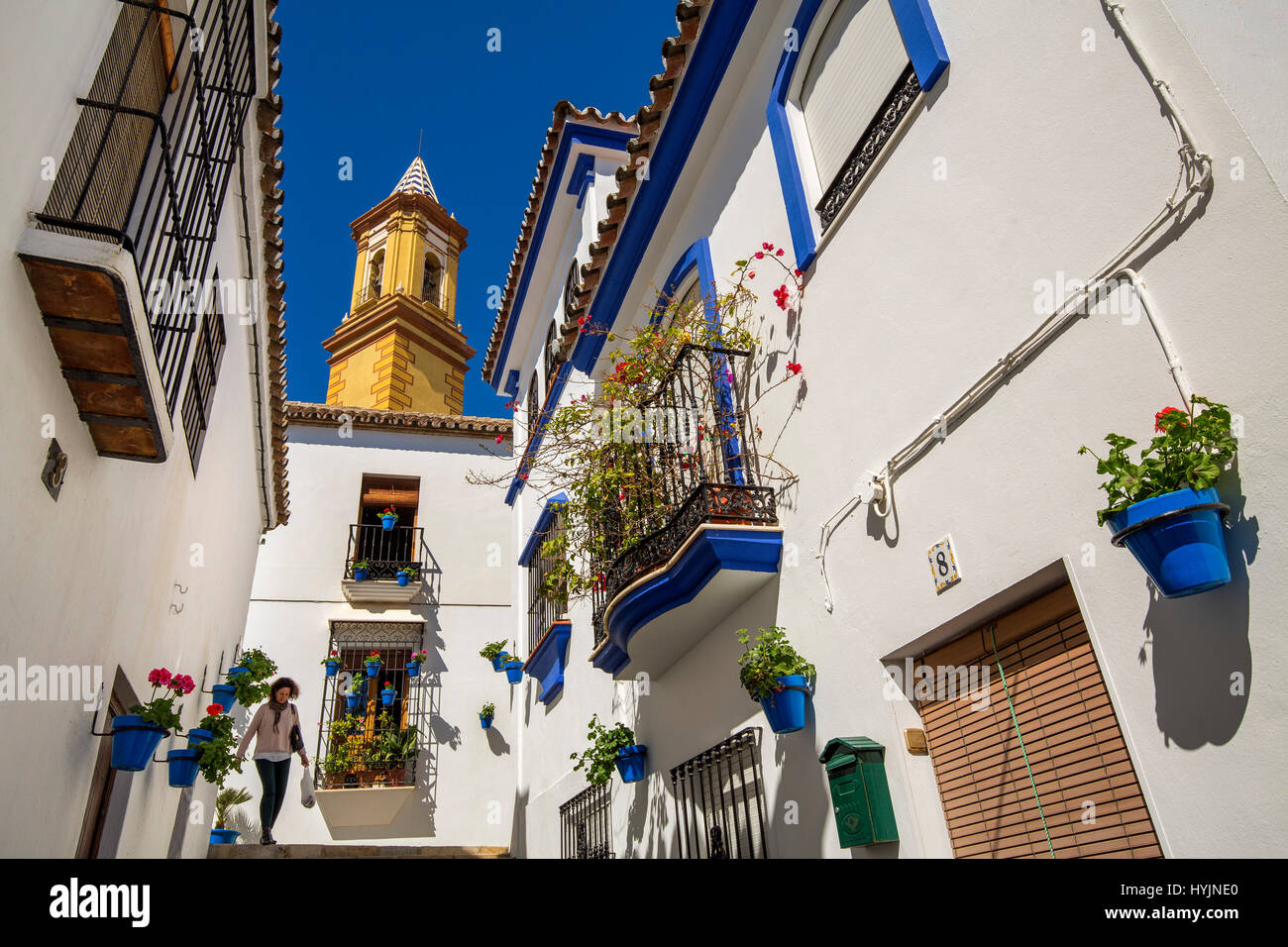 Kirche. Iglesia de Nuestra Señora de los Remedios, Estepona. Malaga Provinz Costa del Sol. Andalusien Südspanien, Europa Stockfoto