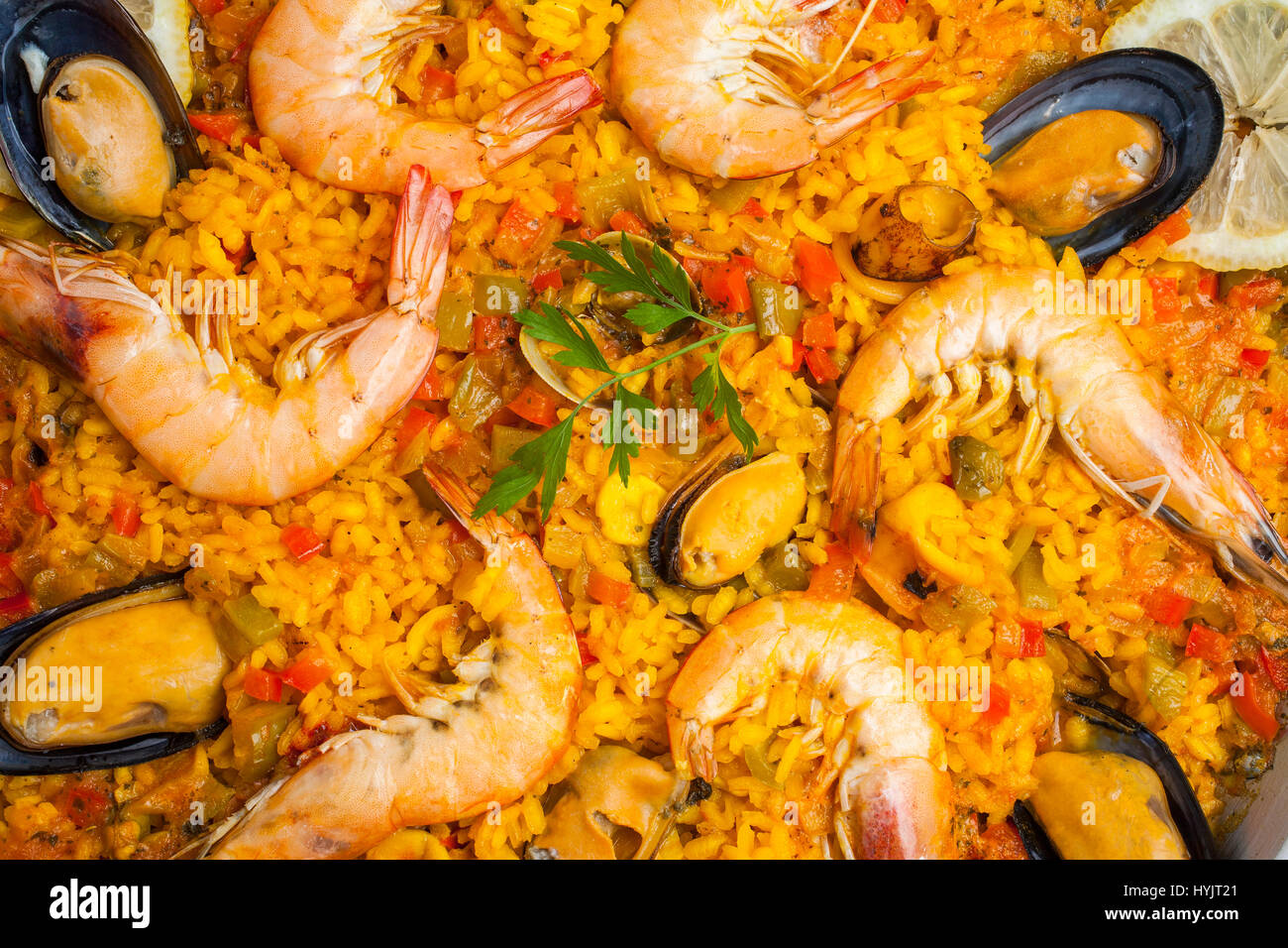 Meeresfrüchte Paella. Spanien. Europa Stockfoto