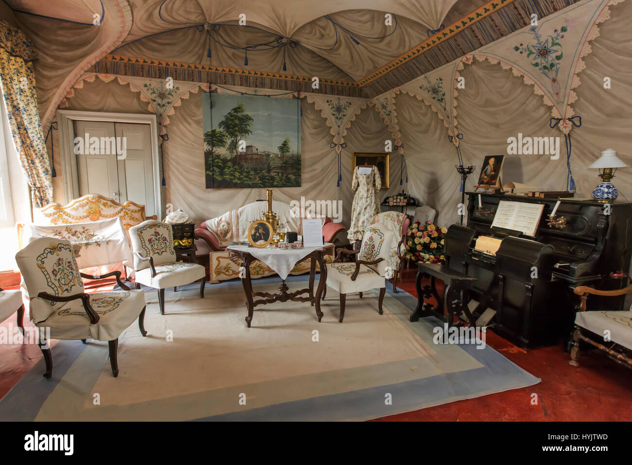 Pralormo Schloss, das blaue Zimmer, Piemont, Italien, Europa Stockfoto