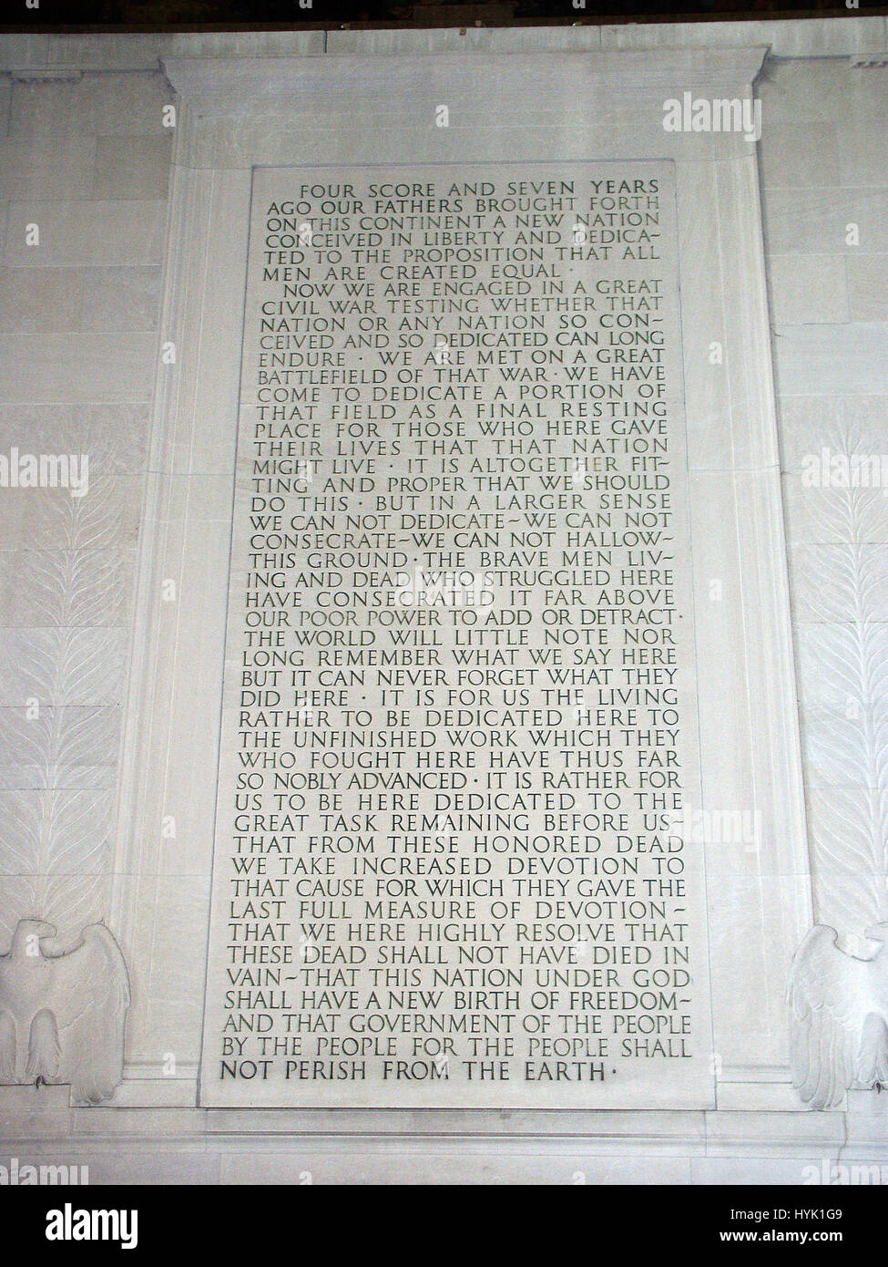 Die Gettysburg Address, in dem Lincoln Memorial in Washington D.C. Stockfoto