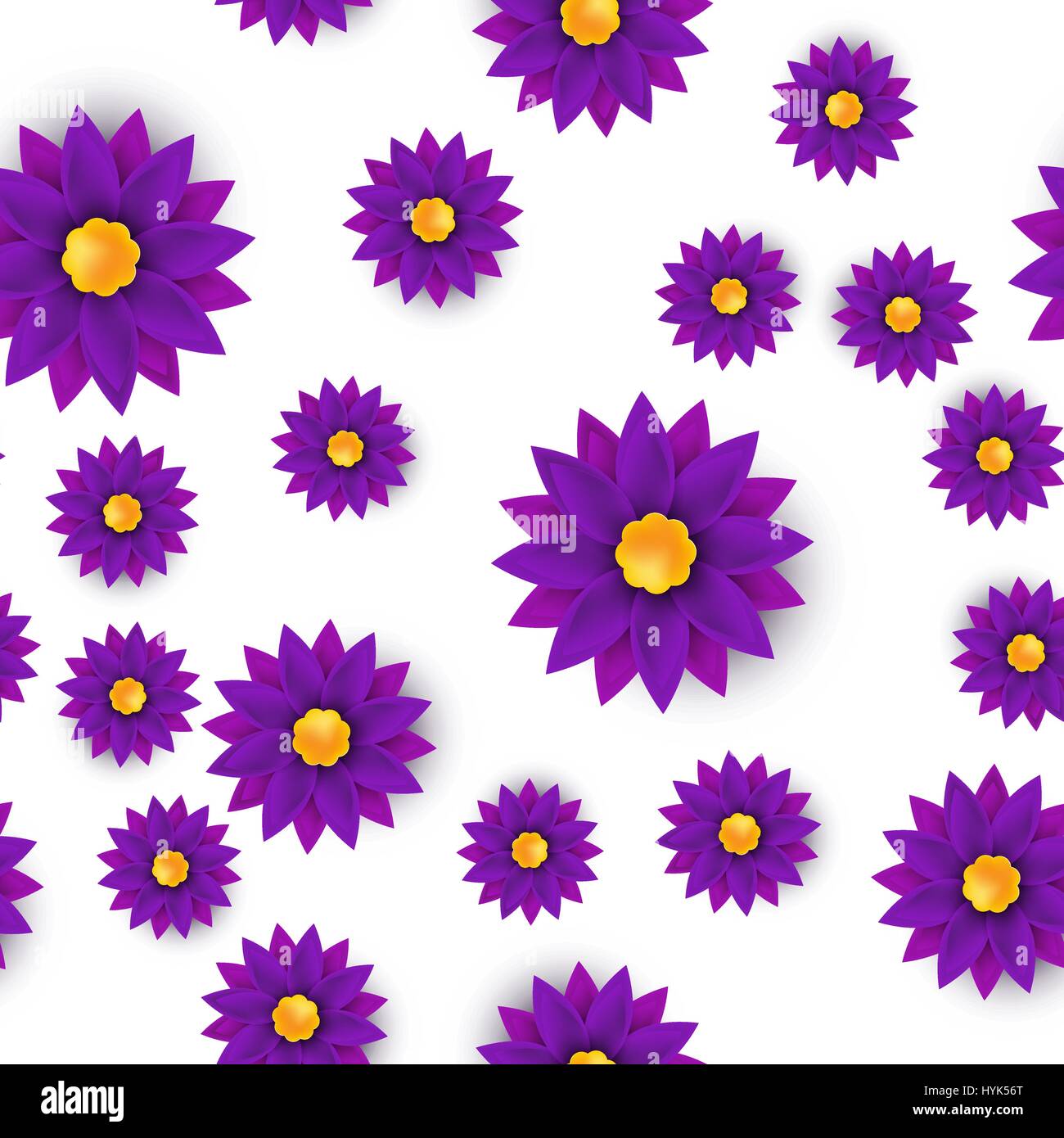 Nahtloses Muster Blume, Papier geschnitten, auf weißem Hintergrund Stock Vektor