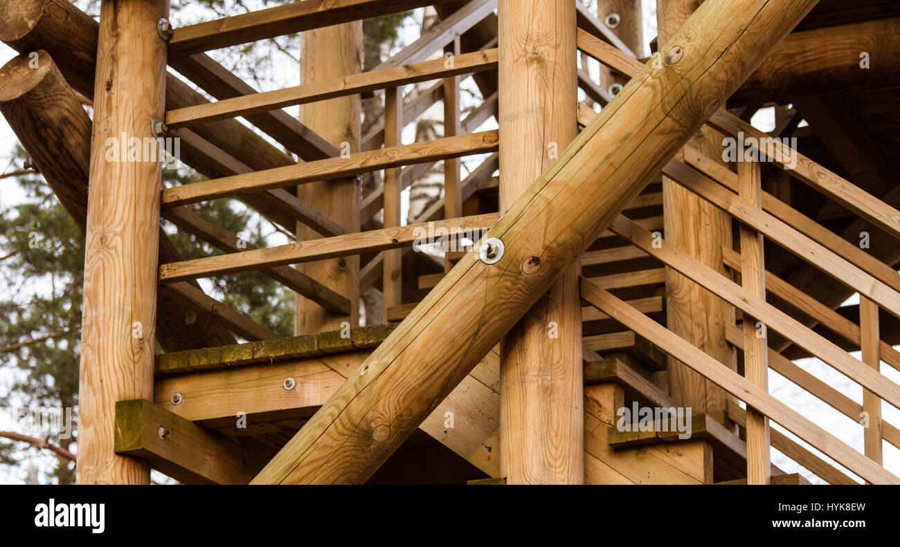 Details zu einem hölzernen Vogelbeobachtung Turm Stockfoto