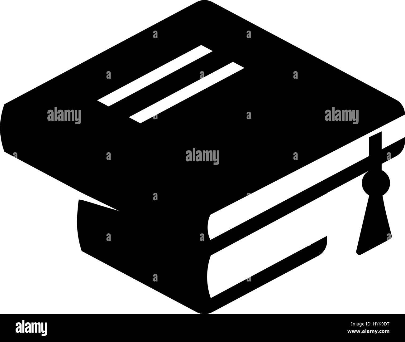Isolierte schwarze und weißer Farbe Bücher Logo auf weißem Hintergrund, Bachelor-Hut-Symbol, Studenten Graduierung einheitlichen Logo, Bildung-Element-Vektor-illustration Stock Vektor