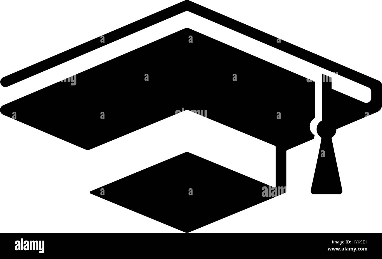 Isolierte schwarze und weiße Farbe Bachelor Hut der Bücher-Logo auf weißem Hintergrund, Studenten Graduierung einheitlichen Logo, Bildung-Element-Vektor-illustration Stock Vektor