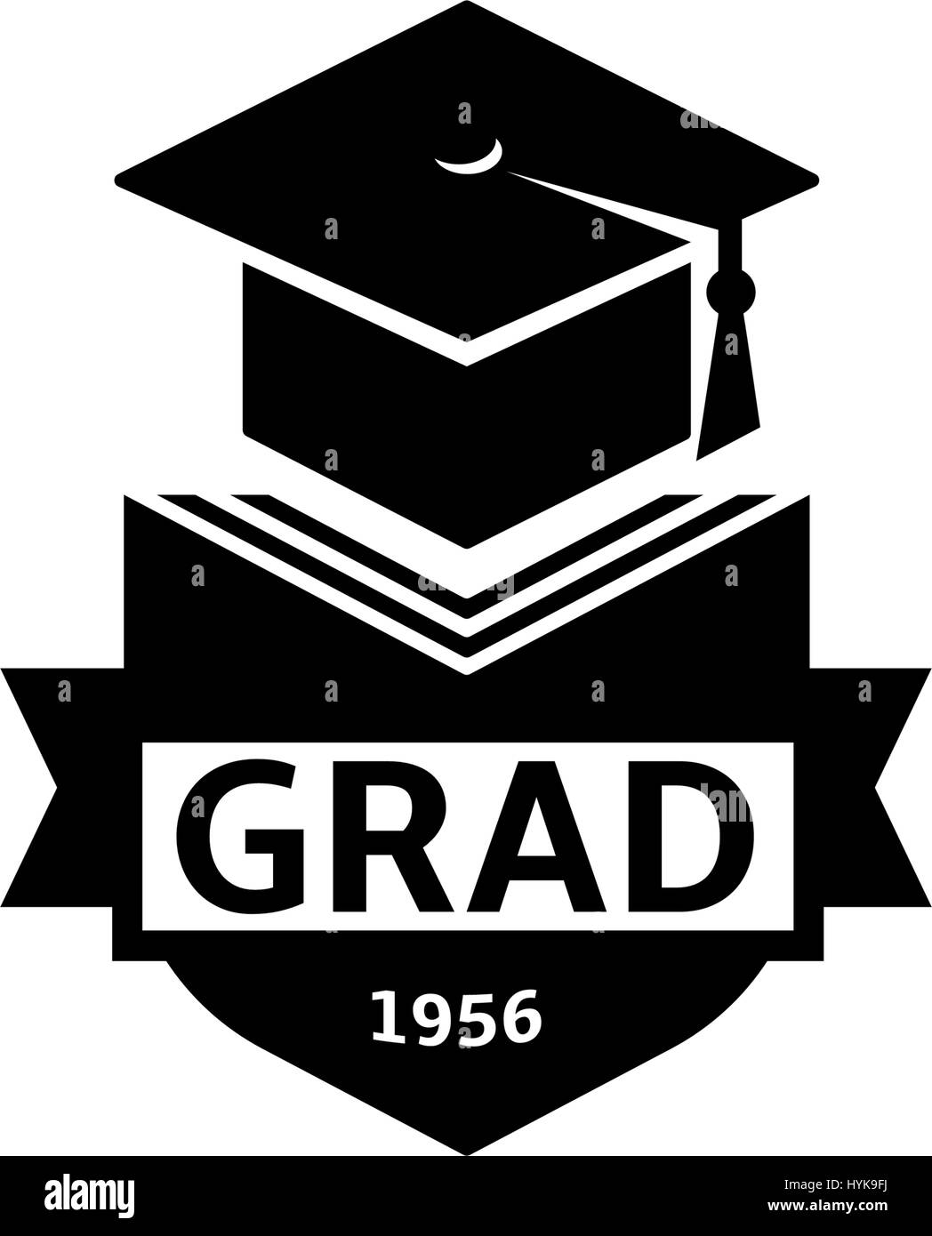 Isolierte schwarze und weiße Farbe Bachelor Hut der Bücher-Logo auf weißem Hintergrund, Studenten Graduierung einheitlichen Logo, Bildung-Element-Vektor-illustration Stock Vektor