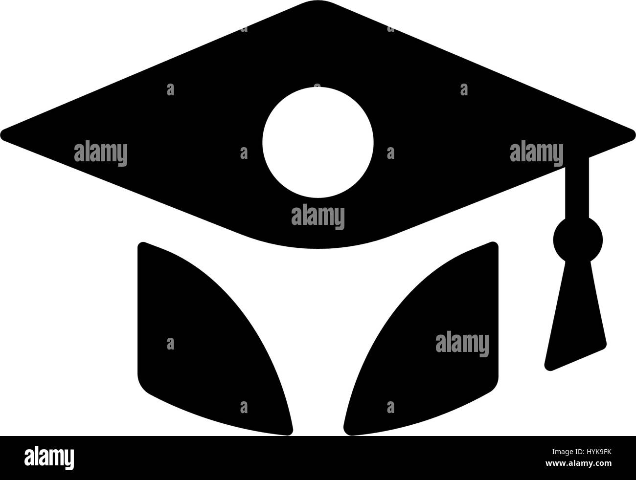 Isolierte schwarze und weiße Farbe Bachelor Hut mit studentischen Silhouette Logo, Graduierung einheitlichen Logo, Bildung-Element-Vektor-illustration Stock Vektor