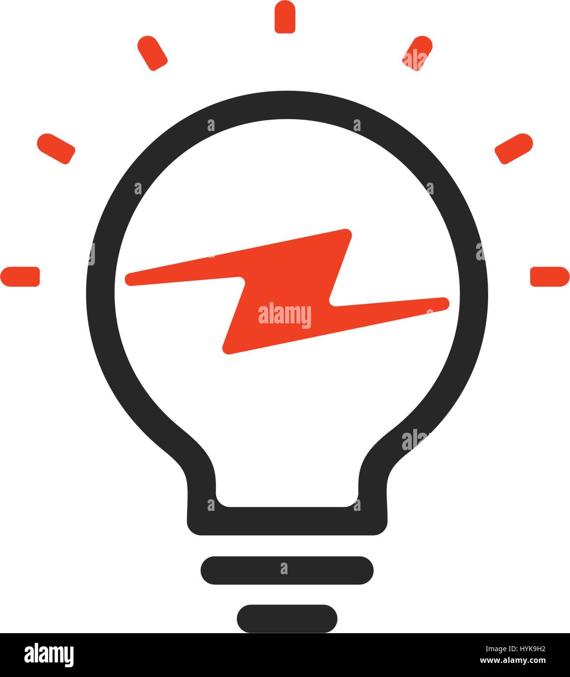 Isolierte Abstrakt rot Glühbirne Kontur Schriftzug, Logo auf weißem Hintergrund, Spannung-Vektor-Illustration Beleuchtung Stock Vektor