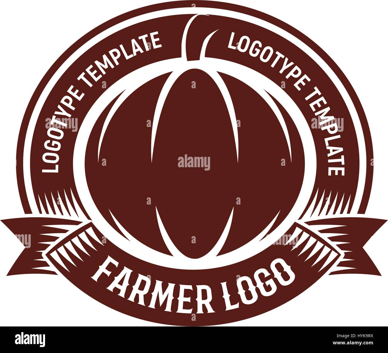 Isolierte abstrakte brauner Farbe Runde Form Kürbis-Logo auf weißem Hintergrund, Landwirtschaft Logo, Herbst Gemüse Vektor-illustration Stock Vektor