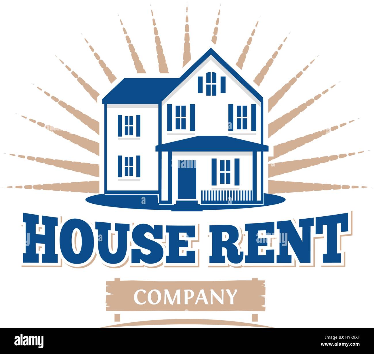 Isolierte Blau architektonische Haussymbol für Immobilien Business Broschüre Emblem auf weißem Hintergrund-Vektor-illustration Stock Vektor