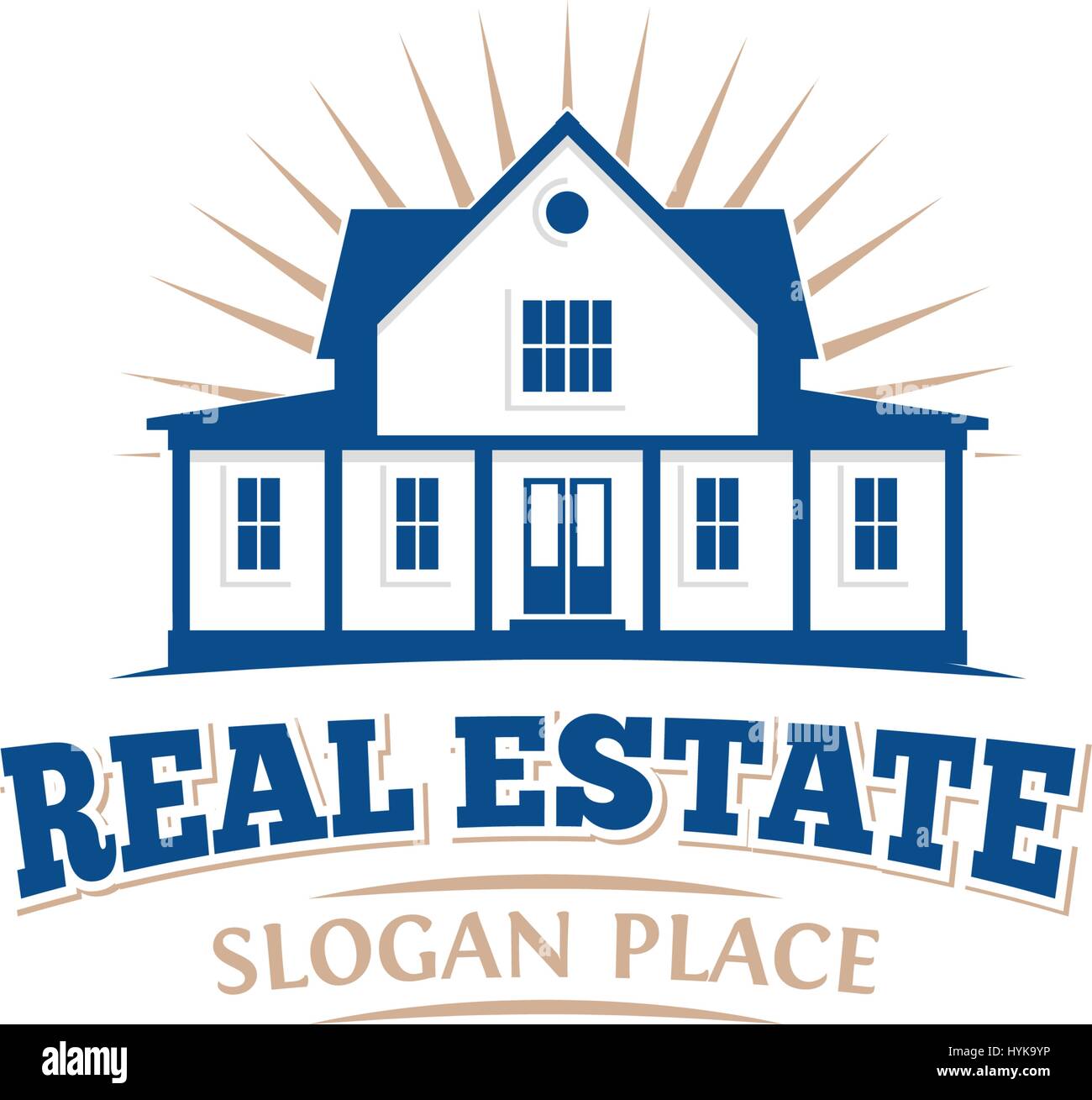 Isolierte Blau architektonische Haussymbol für Immobilien Business Broschüre Emblem auf weißem Hintergrund-Vektor-illustration Stock Vektor