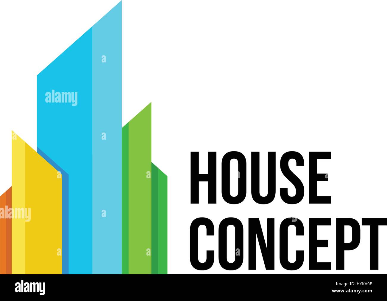 Isolierte bunte Immobilien Agentur-Logo, Haus Logo auf weiße, home Konzept Symbol, Wolkenkratzer-Vektor-illustration Stock Vektor