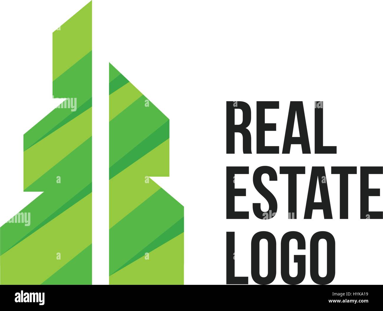 Isolierte bunte Immobilien Agentur-Logo, Haus Logo auf weiße, home Konzept Symbol, Wolkenkratzer-Vektor-illustration Stock Vektor