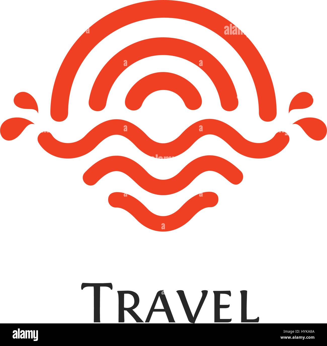 Isolierte abstrakt Runde Form Farbe orange Logo, Sonne und Wellen Schriftzug Vektor-illustration Stock Vektor