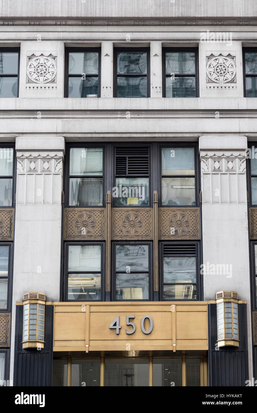 Eingang zum Nelson Tower, 450 7th Avenue in Manhattan, New York City, Vereinigte Staaten Stockfoto