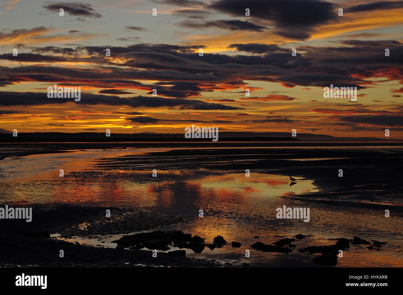 Sonnenuntergang bei Lindisfarne Stockfoto