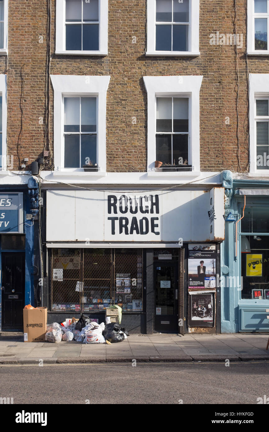 Der Laden war der erste Rough Trade Shop und bei 202 Kensington Park Road in 1976.It zog später nach 130 Talbot Straße eröffnet. Stockfoto